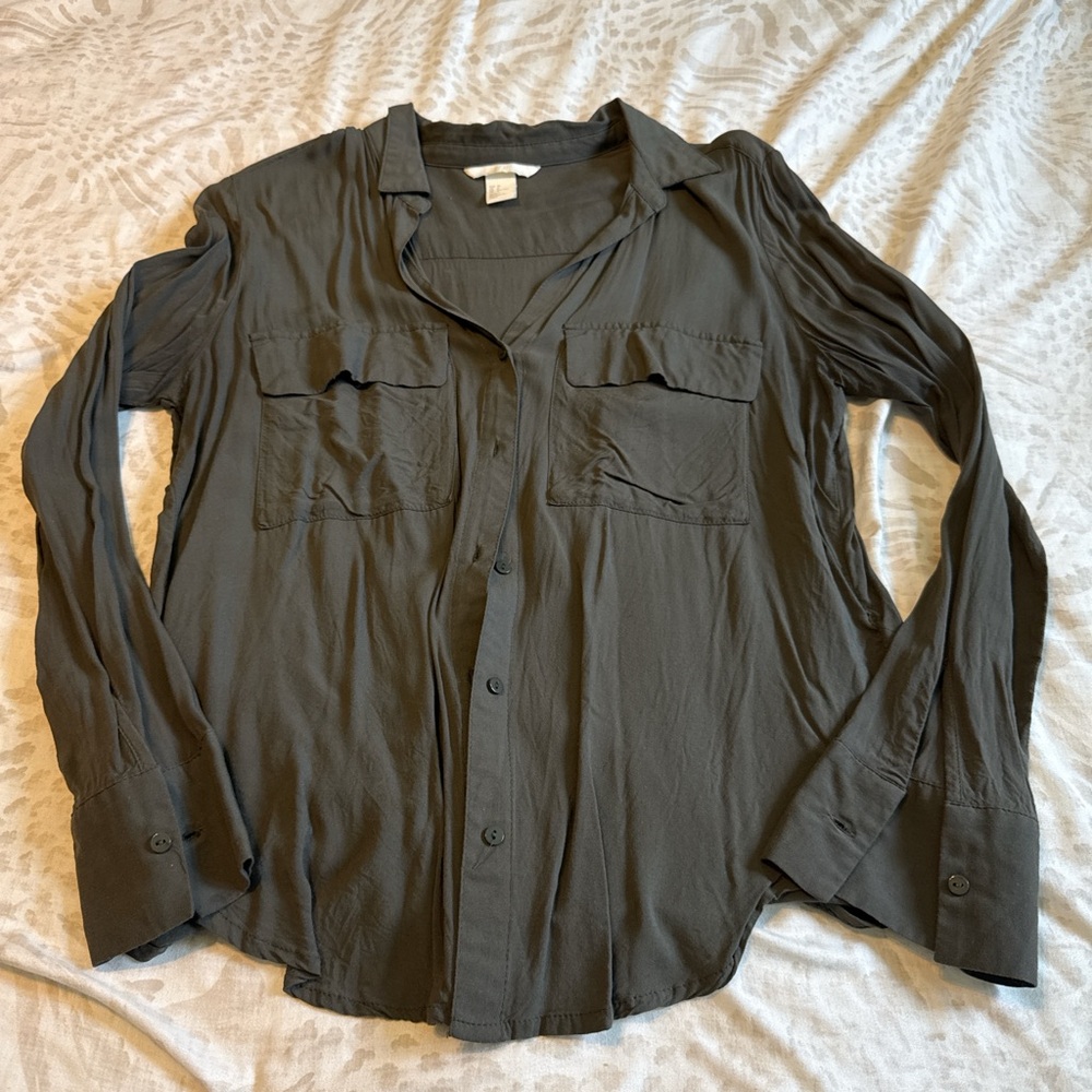 H&M Olive Green Button-Up Blouse
